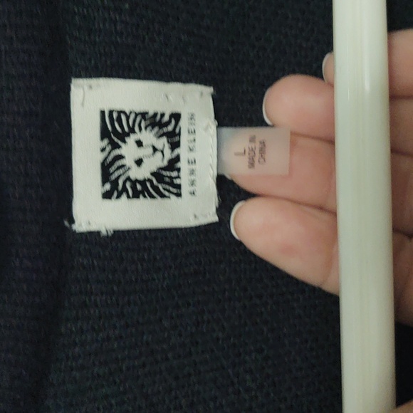 Anne Klein Navy and Green Blazer style cardigan sweater size L - Picture 2 of 7